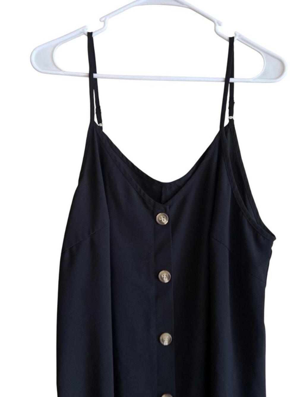 Button Front V-Neck Mini Dress